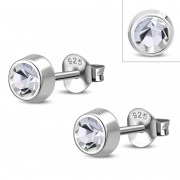 Cubic Zirconia Silver Stud Earrings, e426st